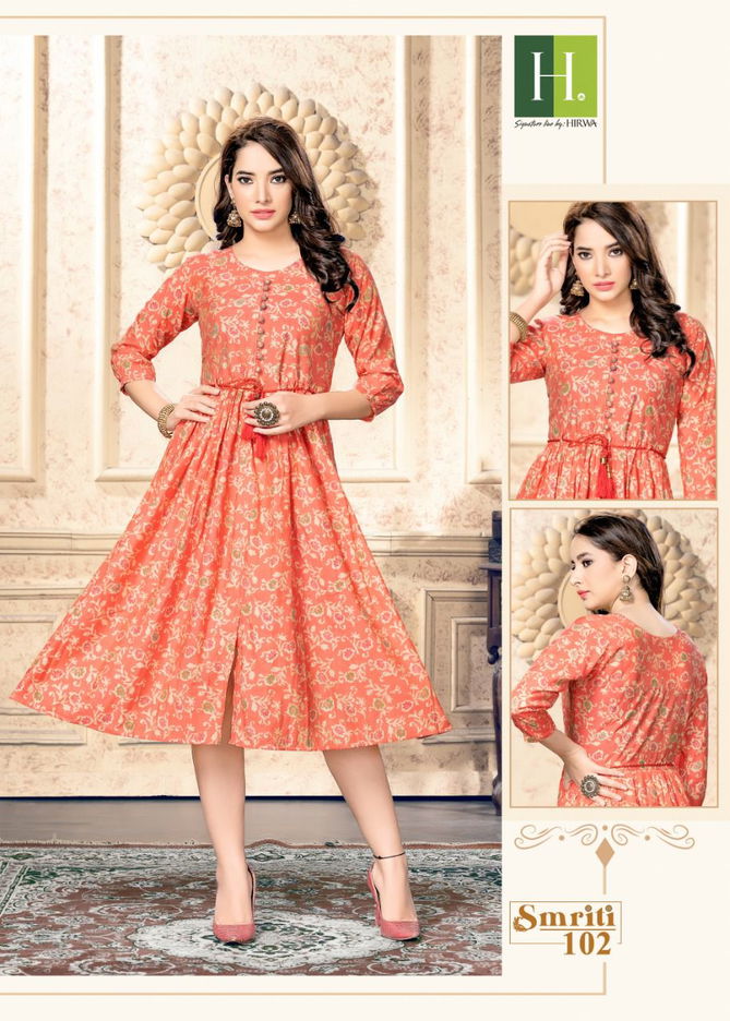 Hirwa Smriti  Ethnic Wear Wholesale Kurti Collection 